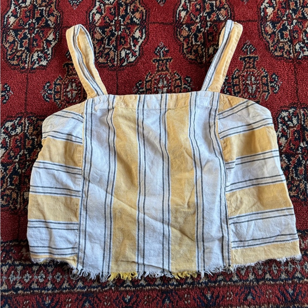 LOFT Beach Yellow and White Striped Line Top